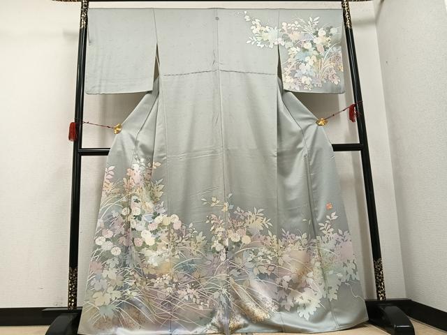 平和屋着物●訪問着 作家物 手描き 草花文 暈し染め 金彩 正絹 逸品 AABG9018ph