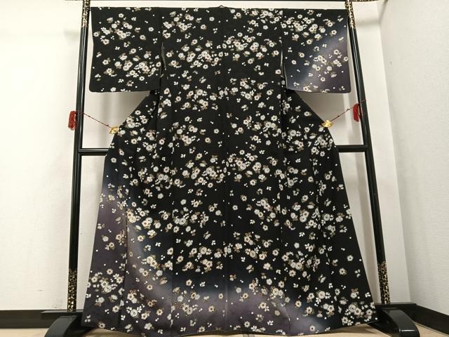 平和屋着物●訪問着 辻が花 暈し染め 黒地 金彩 正絹 逸品 AABG9021ph
