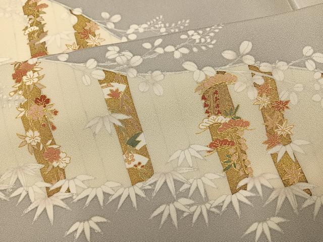 平和屋着物●訪問着 友禅 駒刺繍 松竹梅文 金彩 正絹 逸品 AABG9026ph