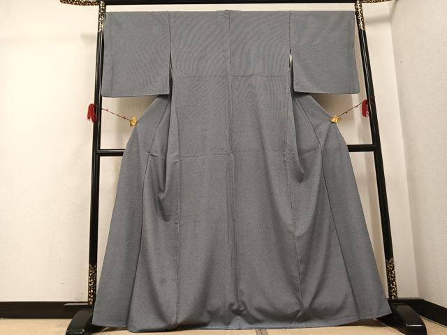 平和屋着物●江戸小紋 万筋 青×白 洗える着物 AABG9033ph