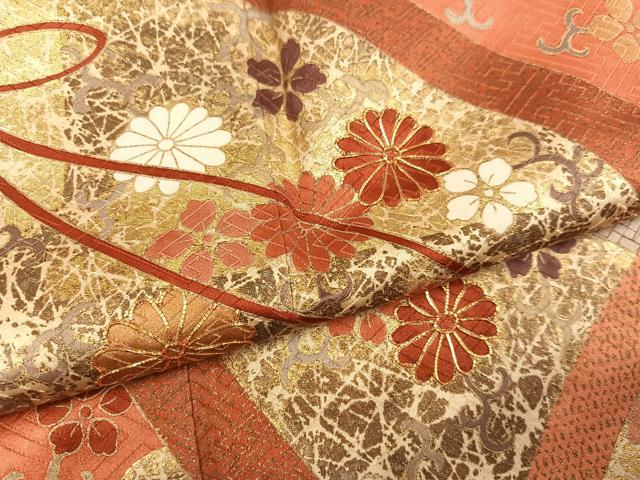平和屋着物●十日町老舗ブランド 吉澤友禅 吾妻徳穂 訪問着 駒刺繍 花唐草文 金彩 正絹 逸品 AABG9037ph