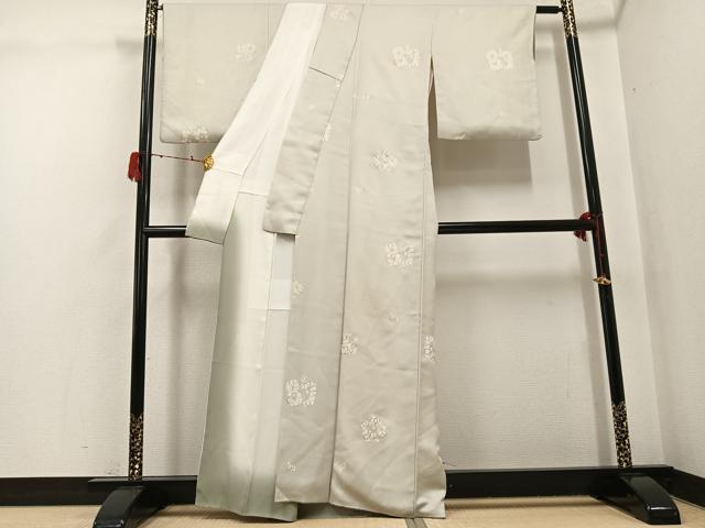 平和屋着物●上質な小紋 舞桜文 銀彩 正絹 逸品 AABG9038ph