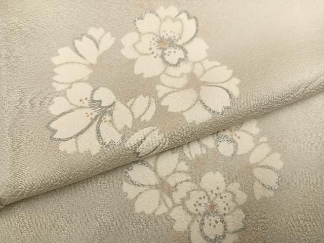 平和屋着物●上質な小紋 舞桜文 銀彩 正絹 逸品 AABG9038ph