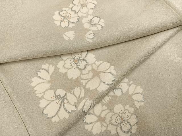 平和屋着物●上質な小紋 舞桜文 銀彩 正絹 逸品 AABG9038ph