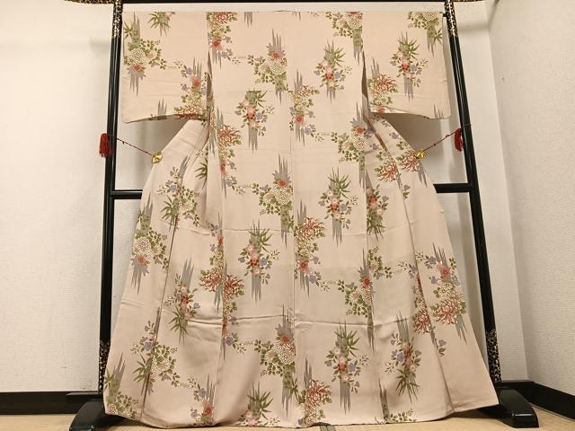 平和屋着物●上質な小紋 草花文 正絹 逸品 AABG9039ph