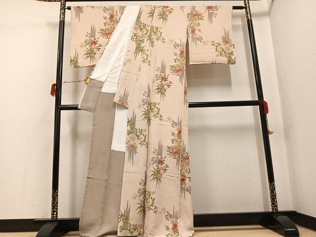 平和屋着物●上質な小紋 草花文 正絹 逸品 AABG9039ph