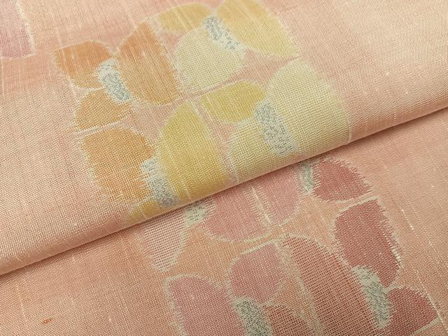 平和屋着物●京都の和装業の老舗一門 千切屋 羽衣絵絣 紬 反端付き 正絹 逸品 AABG9042ph