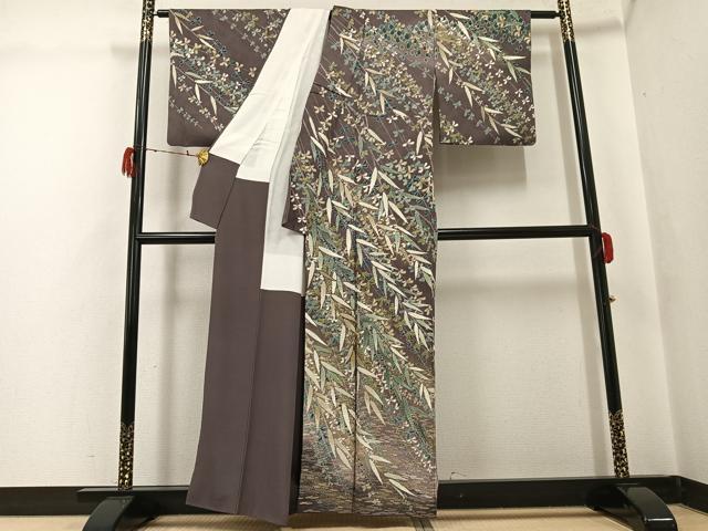 平和屋着物●訪問着 絞り 草木文 暈し染め 金彩 正絹 逸品 AABG9044ph