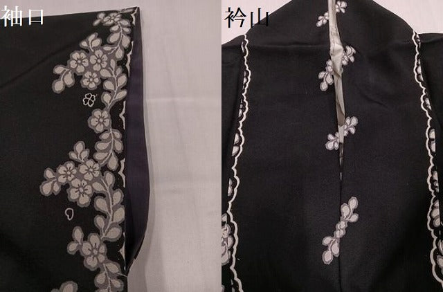 平和屋着物●松田聖子 SEIKOMATSUDA 小紋 花間道 黒地 正絹 逸品 AABG9048ph