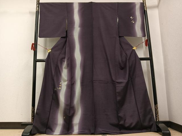 平和屋着物●訪問着 紬地 竹屋町刺繍 間道 暈し染め 金銀彩 正絹 逸品 AABG9054ph