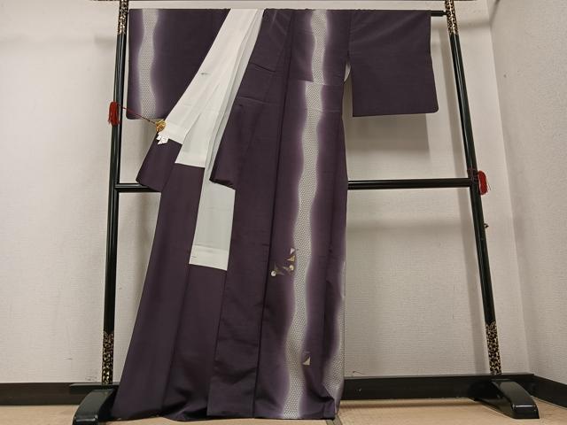 平和屋着物●訪問着 紬地 竹屋町刺繍 間道 暈し染め 金銀彩 正絹 逸品 AABG9054ph