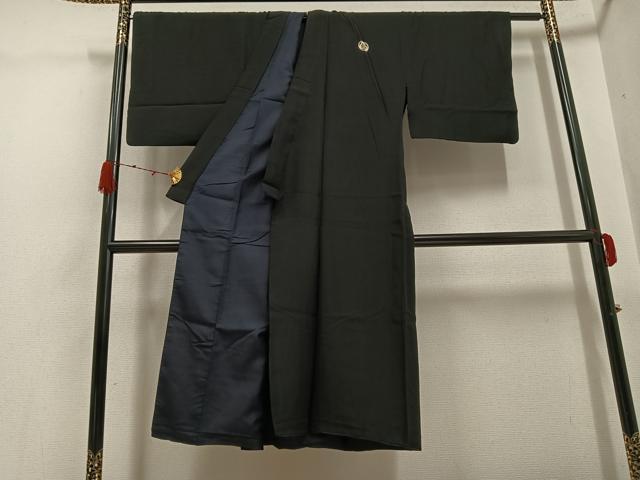 平和屋着物●男性 黒紋付 正絹 逸品 AABG9057ph