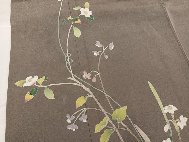 平和屋着物●訪問着 友禅 作家物 草花文 正絹 逸品 AABG9066ph