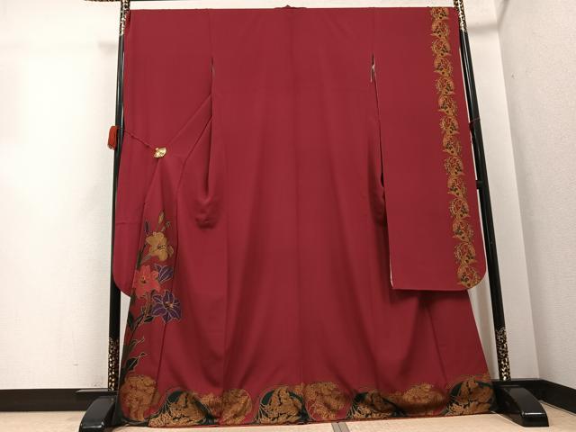 平和屋着物●豪華振袖 草花文 金彩 正絹 逸品 AABG9077ph