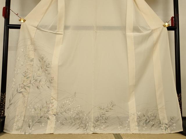 平和屋着物*夏物 訪問着 絽 手描き 草花文 ロング丈 正絹 逸品 AABG9083jd