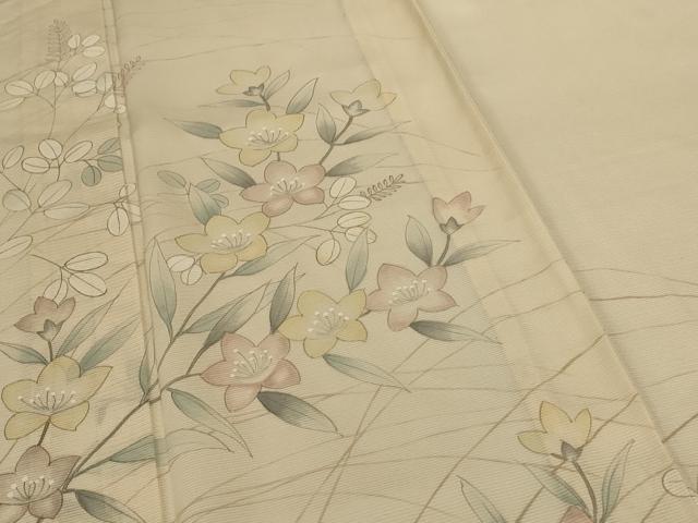 平和屋着物*夏物 訪問着 絽 手描き 草花文 ロング丈 正絹 逸品 AABG9083jd