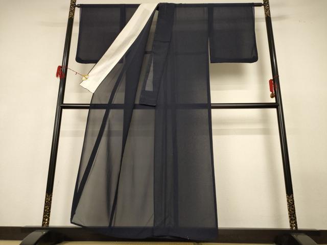 平和屋着物*夏物 色無地 紗 藍鉄色 正絹 逸品 AABG9088jd