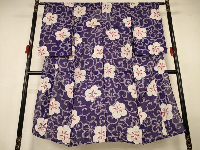 平和屋着物*夏物 アンティーク 大正ロマン 小紋 絽 花唐草文 正絹 逸品 AABG9095jd