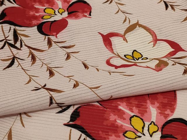 平和屋着物*夏物 セミアンティーク 小紋 絽 枝花文 正絹 逸品 AABG9099jd