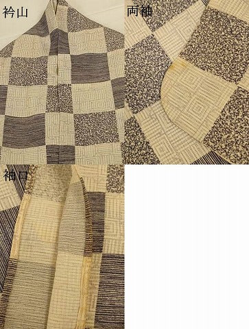 平和屋着物*夏物 小紋 絽 市松文様 正絹 逸品 AABG9108jd