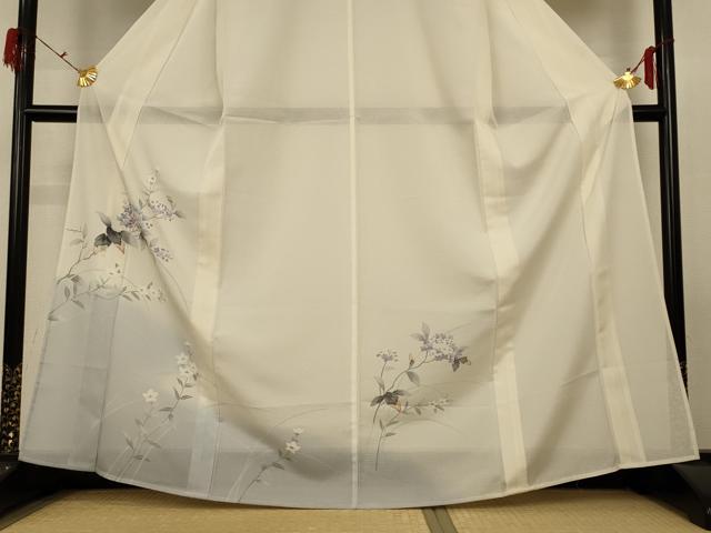 平和屋着物*夏物 訪問着 絽 手描き 紫陽花 暈し染め 銀彩 さんび謹製 洗える着物 AABG9111jd