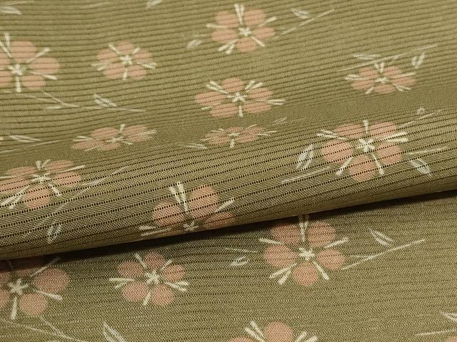 平和屋着物*夏物 小紋 絽 草花文 ロング丈 正絹 逸品 AABG9120jd