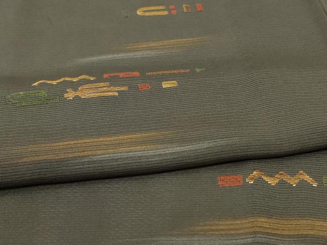 平和屋着物*夏物 訪問着 絽 刺繍 幾何学文様 金彩 正絹 逸品 AABG9121jd
