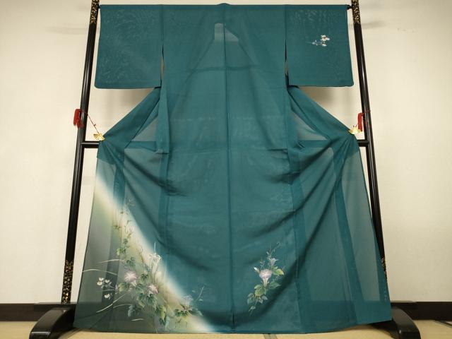 平和屋着物*夏物 訪問着 絽 朝顔 暈し染め ロング丈 正絹 逸品 AABG9123jd