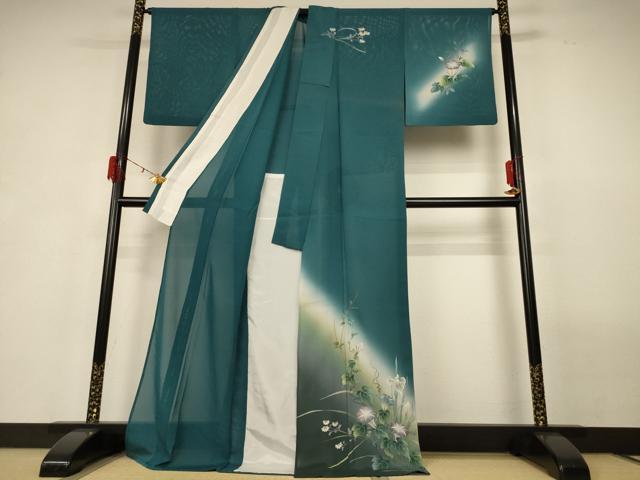 平和屋着物*夏物 訪問着 絽 朝顔 暈し染め ロング丈 正絹 逸品 AABG9123jd