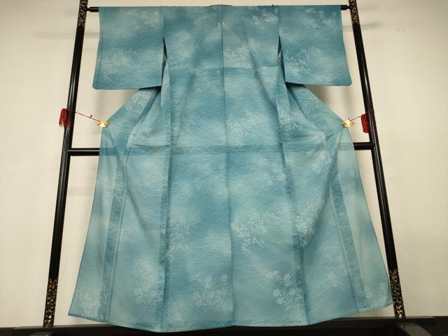 平和屋着物*夏物 小紋 紗 草花文 暈し染め 正絹 逸品 AABG9126jd