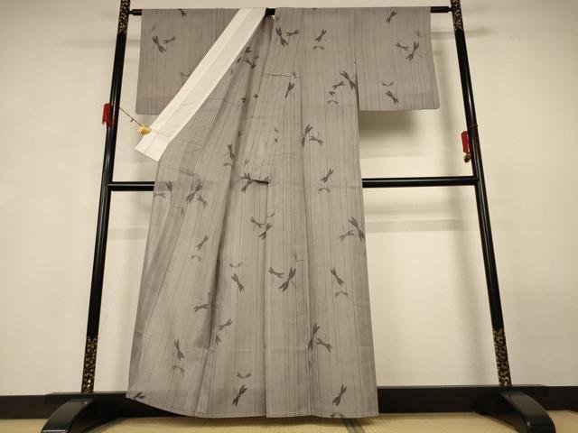 平和屋着物*夏物 紗紬 小千谷 彩稚駒絣 勝虫 蜻蛉 反端付き 正絹 逸品 AABG9133jd