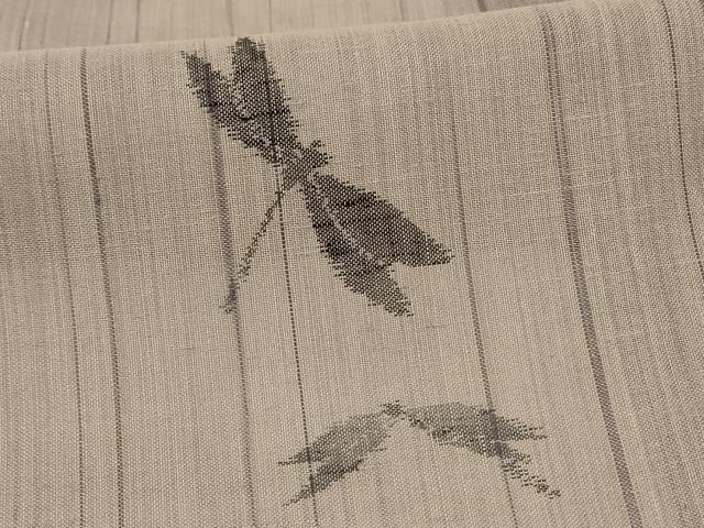 平和屋着物*夏物 紗紬 小千谷 彩稚駒絣 勝虫 蜻蛉 反端付き 正絹 逸品 AABG9133jd