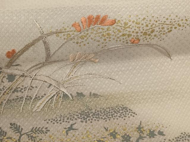 平和屋着物*夏物 訪問着 紗 風景花鳥文 暈し染め 金彩 正絹 逸品 AABG9152jd