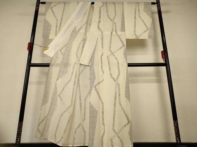 平和屋着物*夏物 小紋 絽 鬘帯花文 正絹 逸品 AABG9153jd