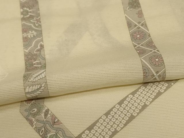 平和屋着物*夏物 小紋 絽 鬘帯花文 正絹 逸品 AABG9153jd