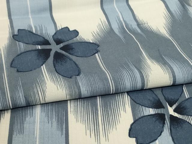 平和屋着物*夏物 小紋 紗 舞桜文 洗える着物 未使用 AABG9163jd