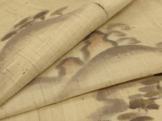 平和屋着物*夏物 生紬 風景文 正絹 逸品 AABG9165jd
