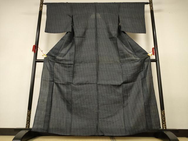 平和屋着物*夏物 重要無形文化財 本場宮古上布 斜縞 苧麻 逸品 AABG9166jd