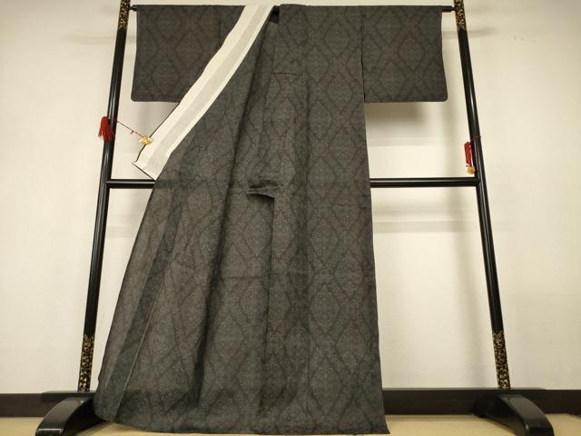 平和屋着物*夏物 石川県指定無形文化財 能登上布 本麻手織上布 幾何学文様 麻 逸品 AABG9169jd