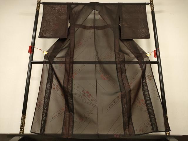 平和屋着物*夏物 小紋 紗 舞花文 正絹 逸品 AABG9171jd