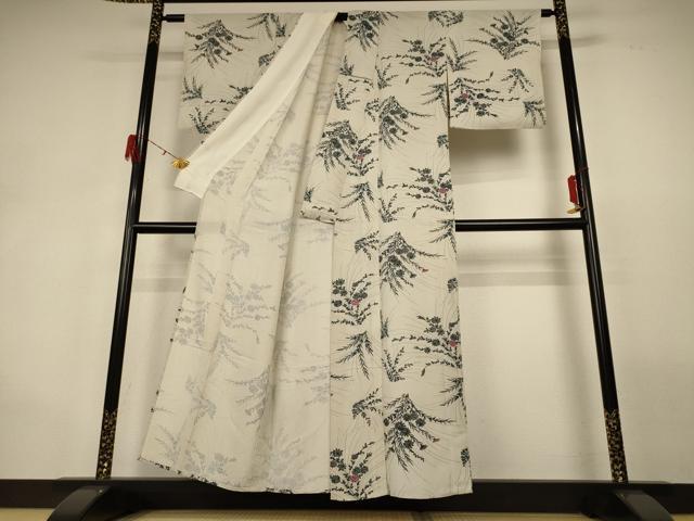 平和屋着物*夏物 小紋 絽 草花文 正絹 逸品 AABG9173jd