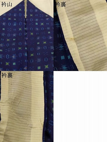 平和屋着物*夏物 小紋 絽 幾何学文様 洗える着物 AABG9181jd