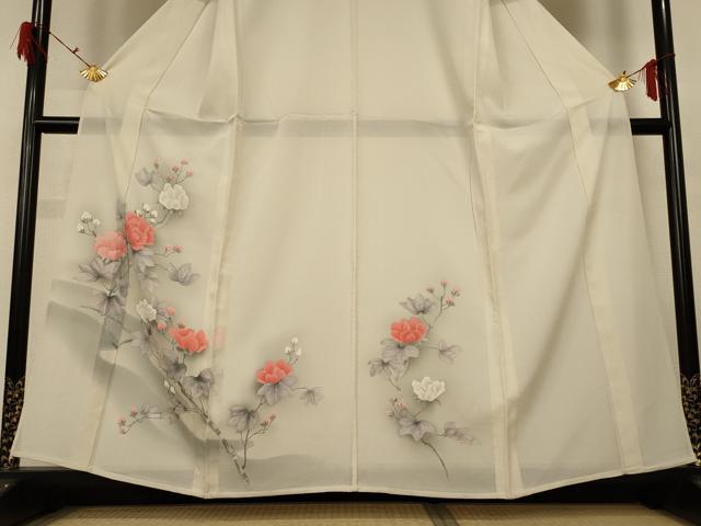 平和屋着物*夏物 訪問着 絽 手描き 枝花文 正絹 逸品 未使用 AABG9184jd