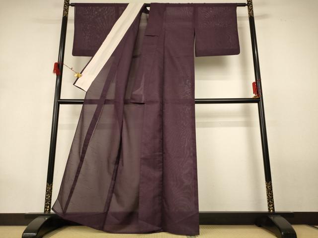 平和屋着物*夏物 色無地 絽 露芝紋紗 黒鳶色 洗える着物 AABG9192jd