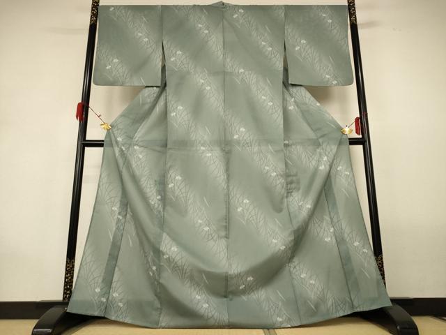 平和屋着物*夏物 小紋 絽 草花文 暈し染め 洗える着物 AABG9197jd