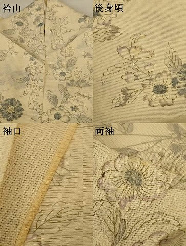 平和屋着物*夏物 小紋 絽 草花文 正絹 逸品 AABG9206jd