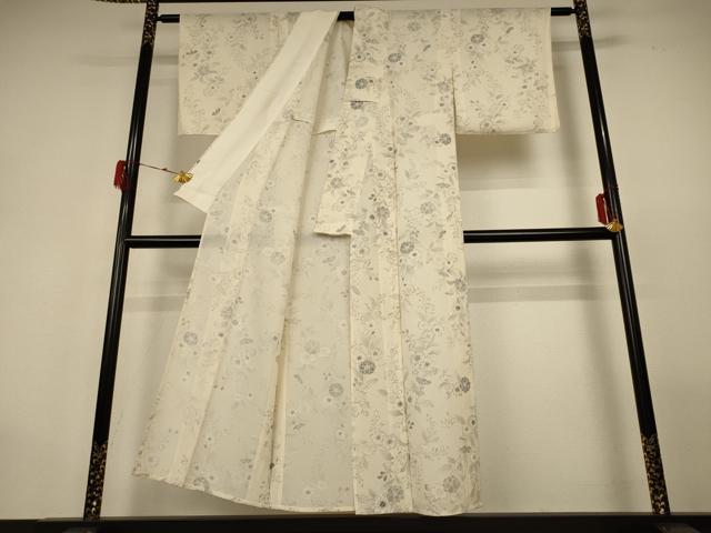 平和屋着物*夏物 小紋 絽 草花文 正絹 逸品 AABG9206jd