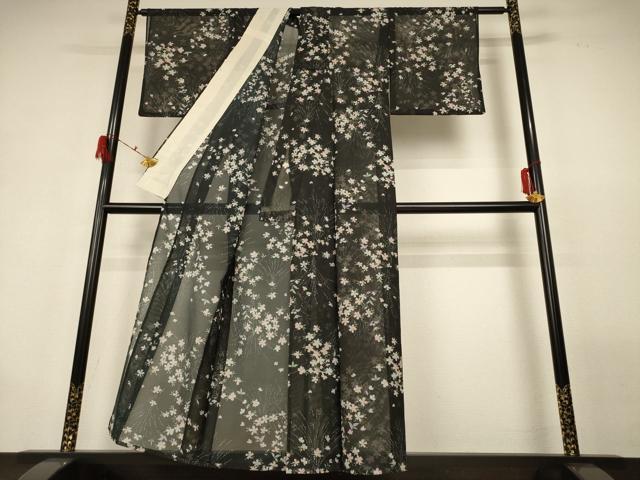 平和屋着物*夏物 小紋 絽 草花文 洗える着物 AABG9222jd