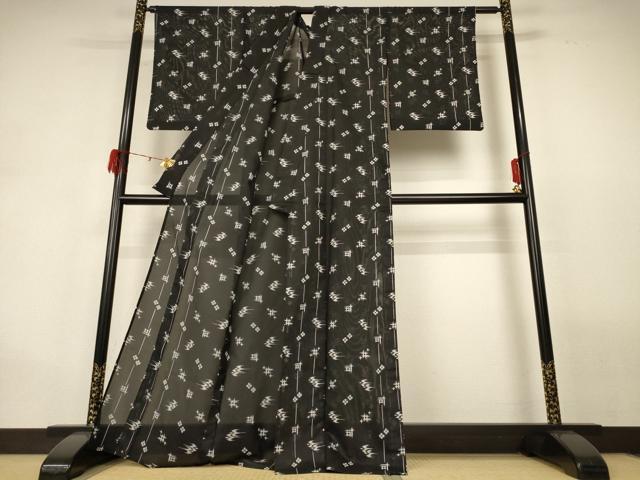 平和屋着物*夏物 小紋 絽 絣柄 洗える着物 AABG9223jd