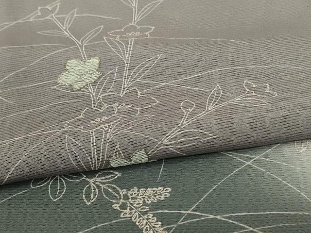 平和屋着物*夏物 訪問着 絽 刺繍 草花文 暈し染め 銀彩 正絹 逸品 AABG9227jd